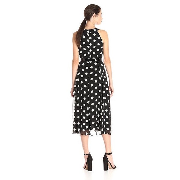 NWT Tommy Hilfiger Belted Polka Dot Halter Midi Dress - Picture 2 of 2